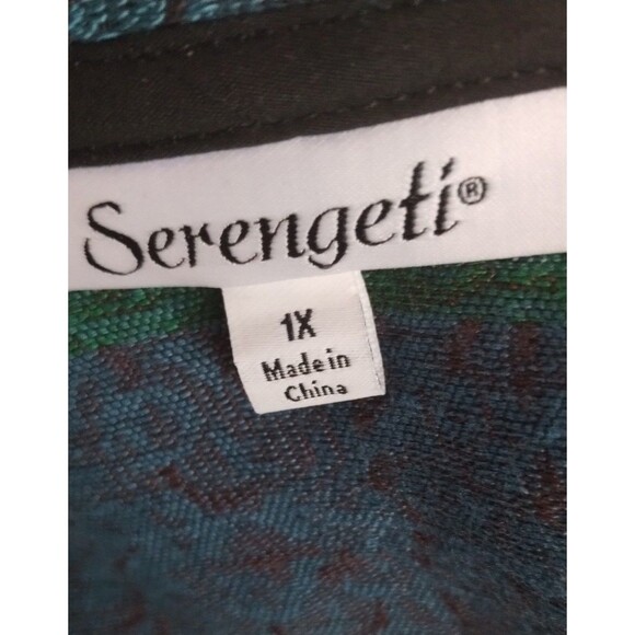 Serengeti Jacket Blazer Top Size 1X Blue Green Open Front - Picture 6 of 8